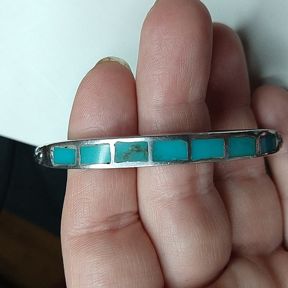 Vintage native American sterling silver 925 turquoise cuff bracelet kee designer - Picture 6 of 11